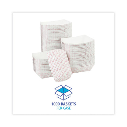 Boardwalk Paper Food Baskets, 0.5 lb Capacity, Red/White, 1,000/Carton