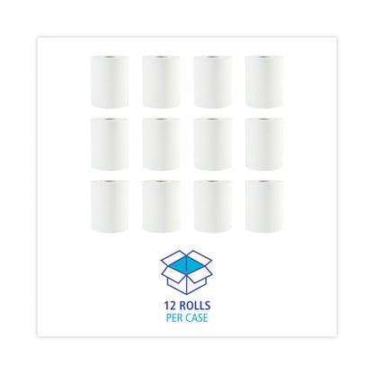 Boardwalk Hardwound Paper Towels, 1-Ply, 8" x 600 ft, White, 2" Core, 12 Rolls/Carton