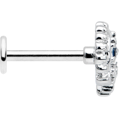 16G 5/16 Blue Clear Gem Abstract Arch Labret Monroe Tragus