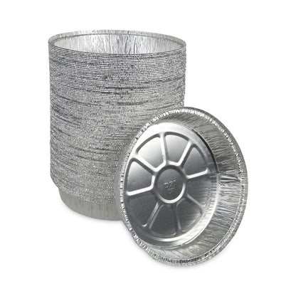 Boardwalk Round Aluminum To-Go Containers, 48 oz, 9" Diameter x 1.66"h, Silver, 500/Carton