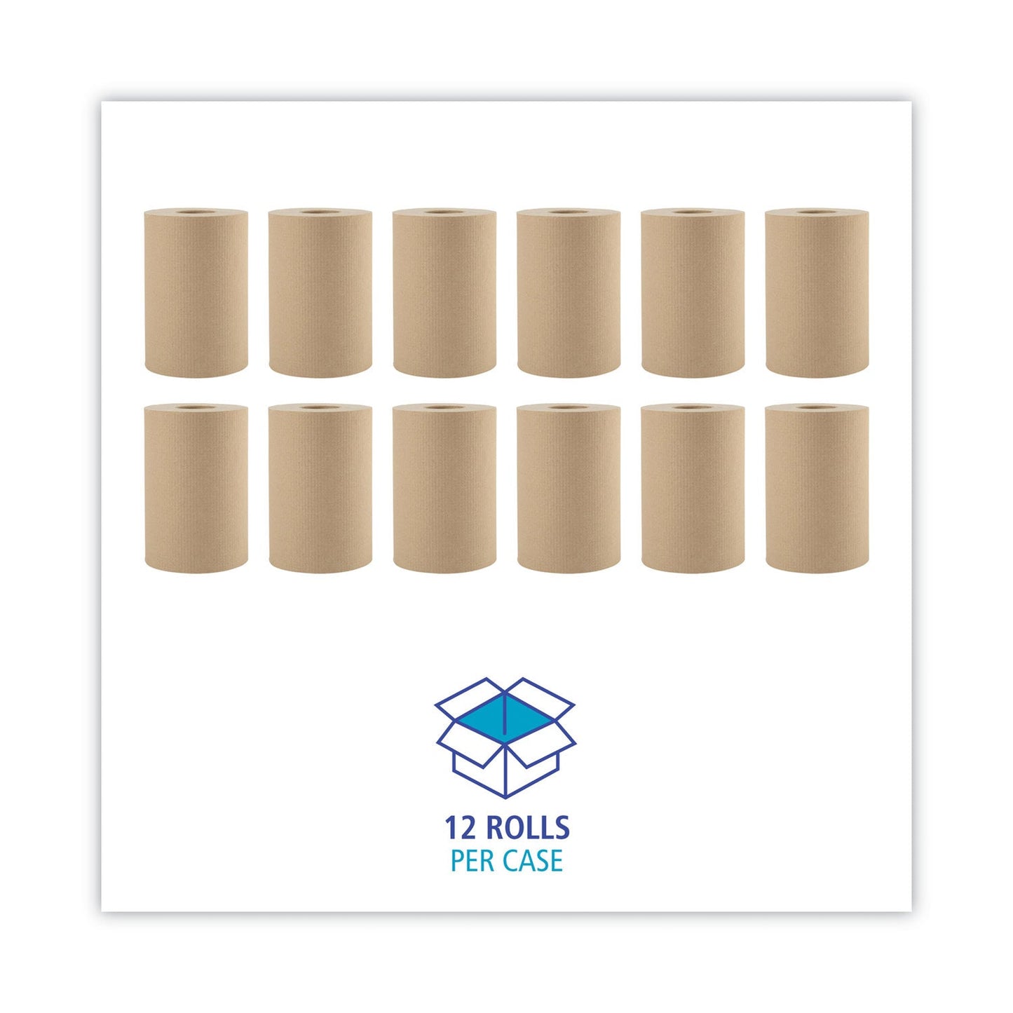 Boardwalk Hardwound Paper Towels, 1-Ply, 8" x 350 ft, Natural, 12 Rolls/Carton