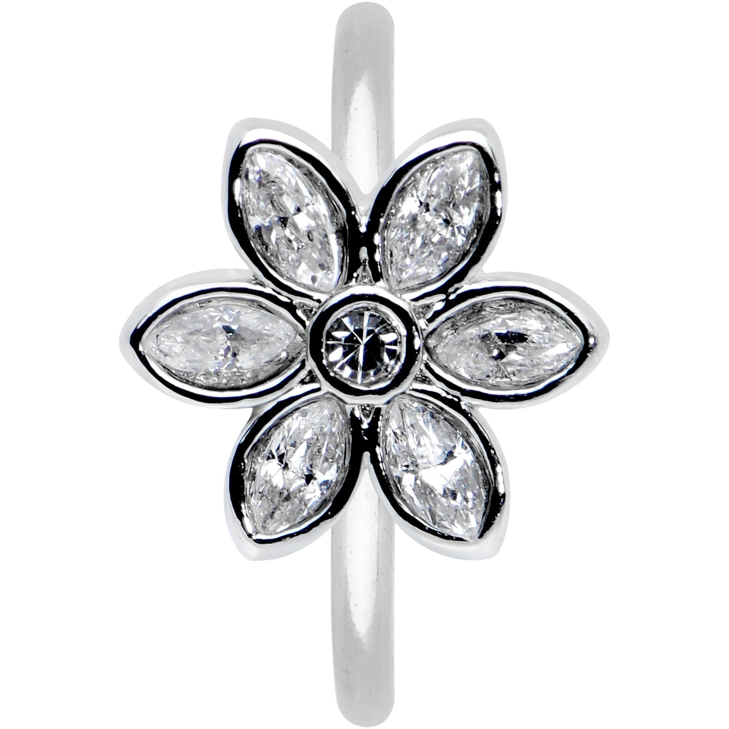 20G 5/16 Clear Gem Fancy Flower Seamless Nose Hoop