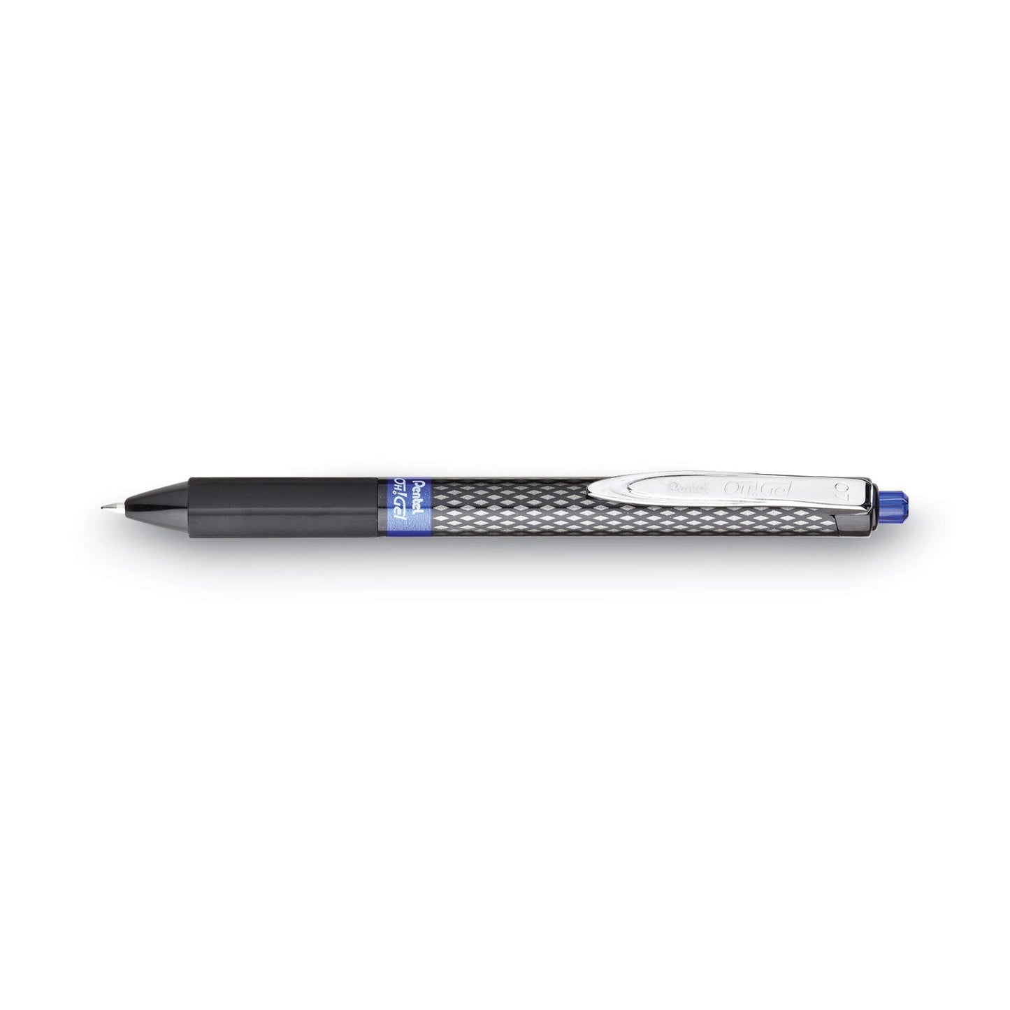 Pentel Oh! Gel Pen, Retractable, Medium 0.7 mm, Blue Ink, Black Barrel, Dozen