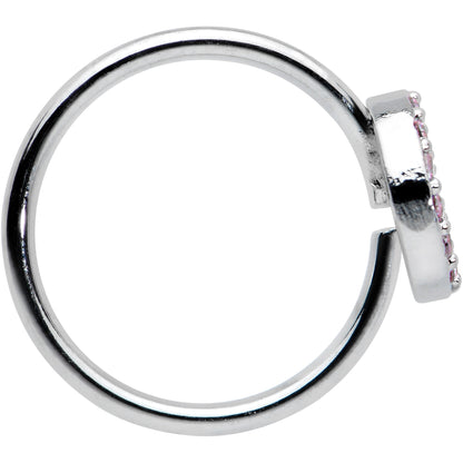 20G 5/16 Faint Pink Gem Retro Peace Sign Seamless Nose Hoop