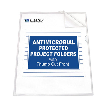 C-Line Antimicrobial Protected Poly Project Folders, Letter Size, Clear, 25/Box