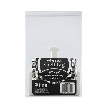 C-Line Wire Rack Shelf Tag, Side Load, 3.5 x 1.5, White, 10/Pack