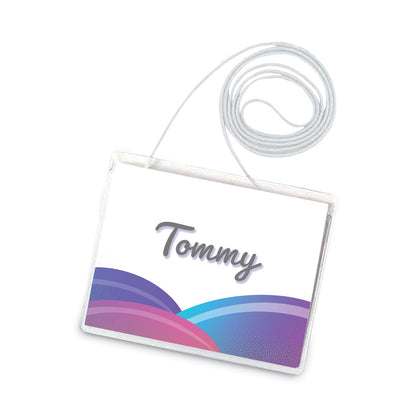 C-Line Name Badge Kits, Top Load, 4 x 3, Clear, Elastic Cord, 50/Box