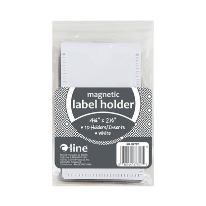 C-Line Slap-Stick Magnetic Label Holders, Side Load, 4.25 x 2.5, White, 10/Pack