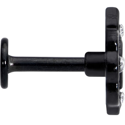 16G 1/4 CZ Faux Tourmaline Black Lacy Drop Labret