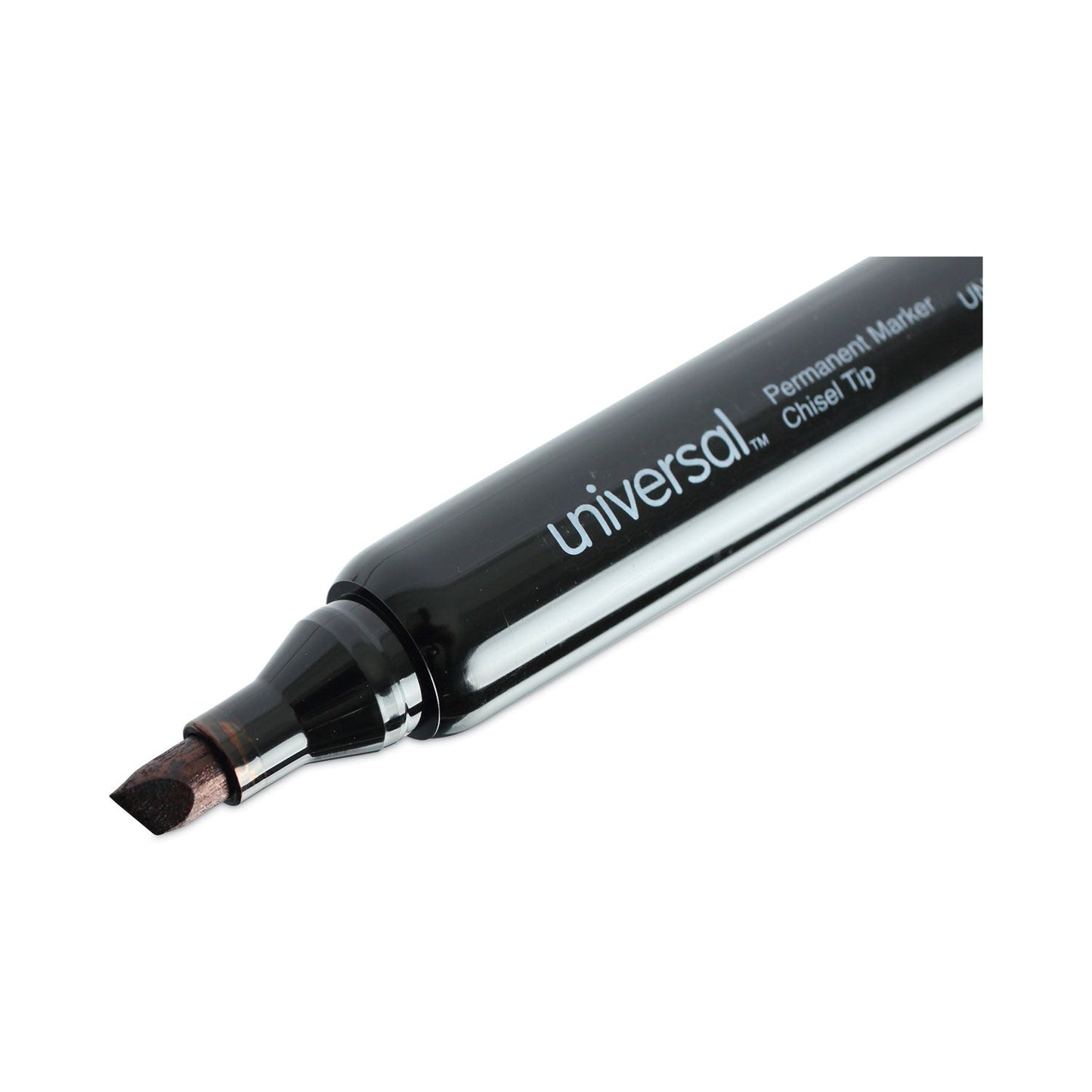 Universal Chisel Tip Permanent Marker Value Pack, Broad Chisel Tip, Black, 60/Pack