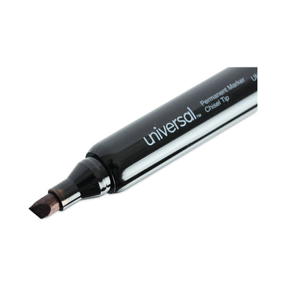 Universal Chisel Tip Permanent Marker Value Pack, Broad Chisel Tip, Black, 60/Pack