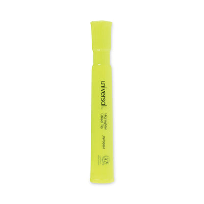 Universal Desk Highlighters, Fluorescent Yellow Ink, Chisel Tip, Yellow Barrel, Dozen
