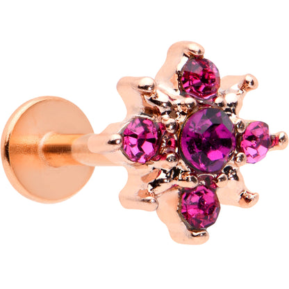 16G 5/16 Pink Gem Rose Gold Tone Sumptuous Star Labret Tragus