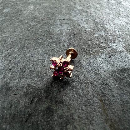 16G 5/16 Pink Gem Rose Gold Tone Sumptuous Star Labret Tragus