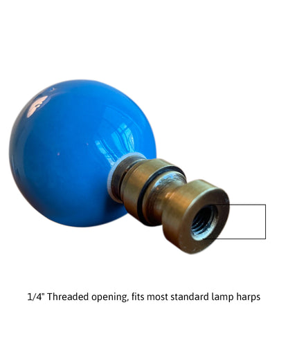2.5"H Ceramic Sky Blue Round Lamp Finial Antique Brass Base