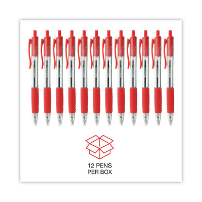 Universal Comfort Grip Ballpoint Pen, Retractable, Medium 1 mm, Red Ink, Clear Barrel, Dozen