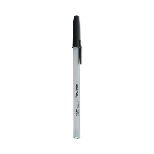 Universal Ballpoint Pen Value Pack, Stick, Medium 1 mm, Black Ink, Gray Barrel, 60/Pack