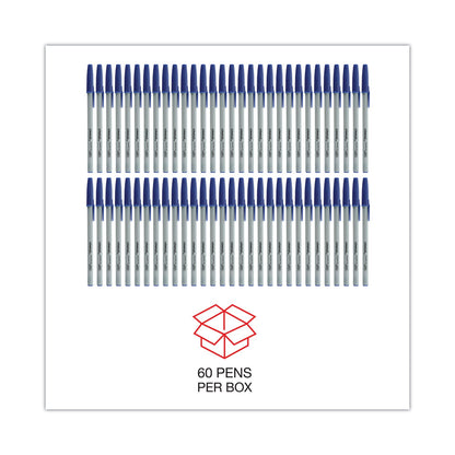 Universal Ballpoint Pen Value Pack, Stick, Medium 1 mm, Blue Ink, Gray Barrel, 60/Pack