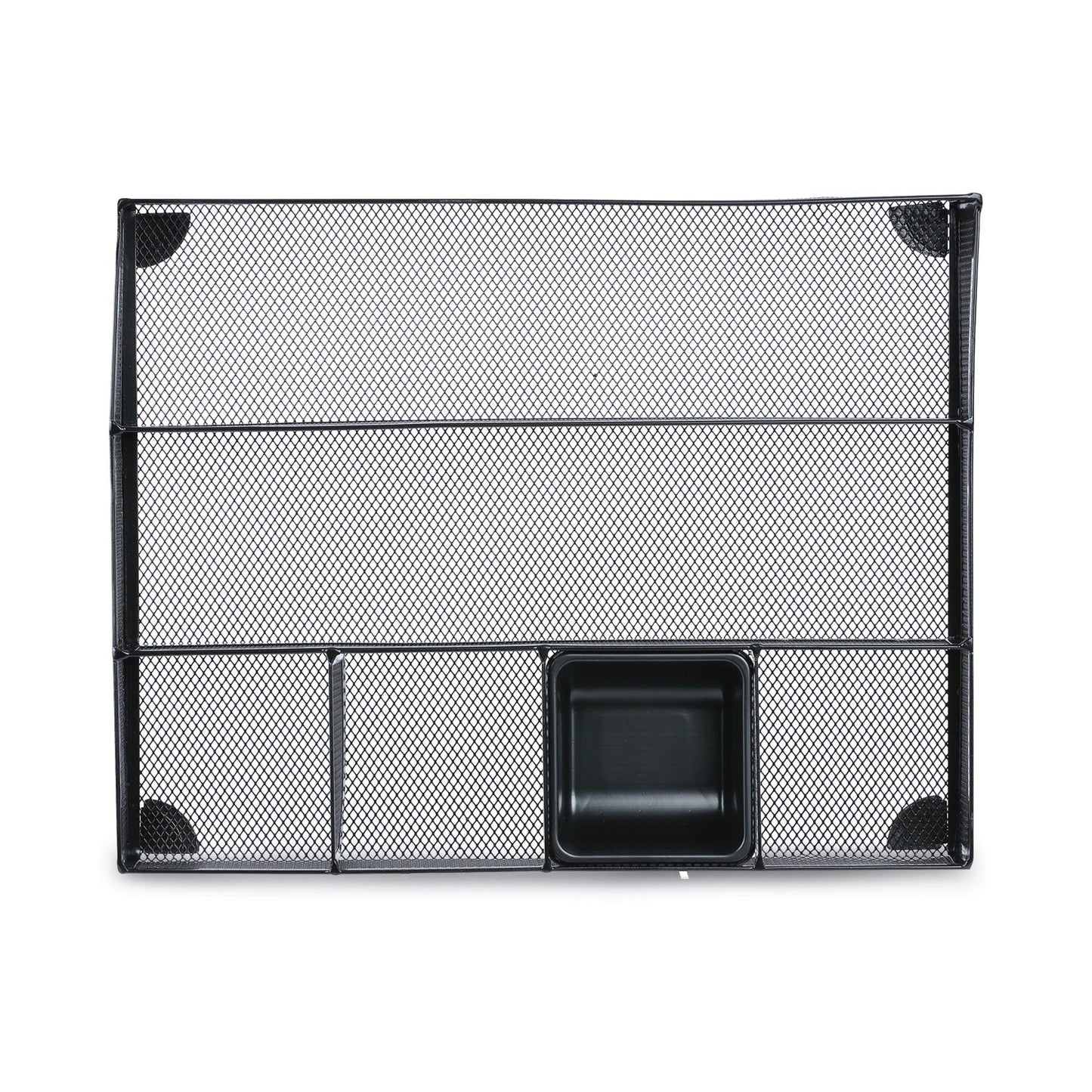 Universal Metal Mesh Drawer Organizer, Six Compartments, 15 x 11.88 x 2.5, Black