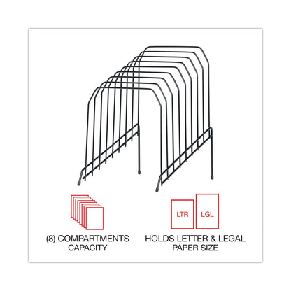Universal Wire Tiered File Sorter, 8 Sections, Letter to Legal Size Files, 8" x 10.5" x 12.5", Black