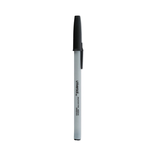Universal Ballpoint Pen, Stick, Medium 1 mm, Black Ink, Gray Barrel, Dozen