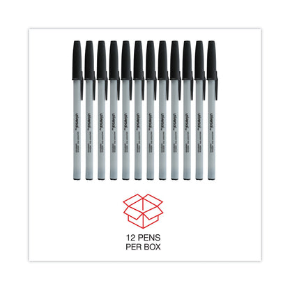 Universal Ballpoint Pen, Stick, Medium 1 mm, Black Ink, Gray Barrel, Dozen