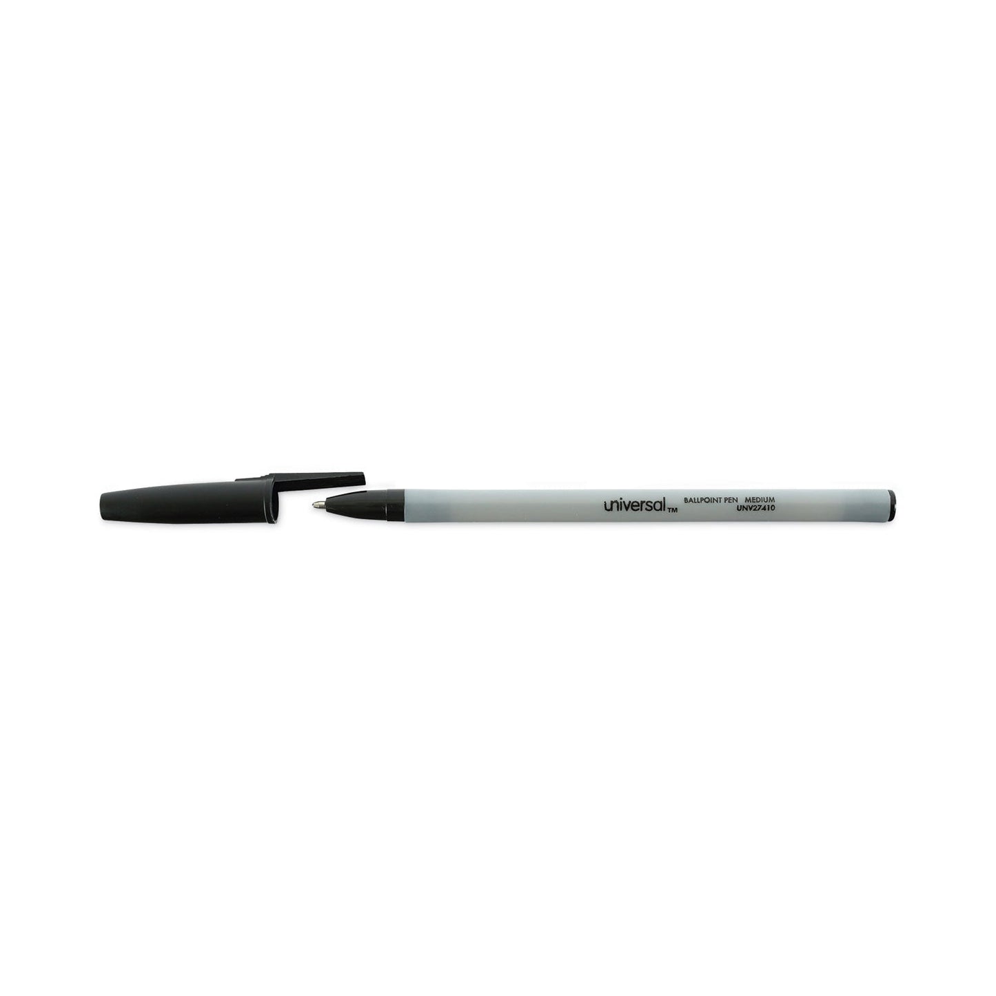 Universal Ballpoint Pen, Stick, Medium 1 mm, Black Ink, Gray Barrel, Dozen