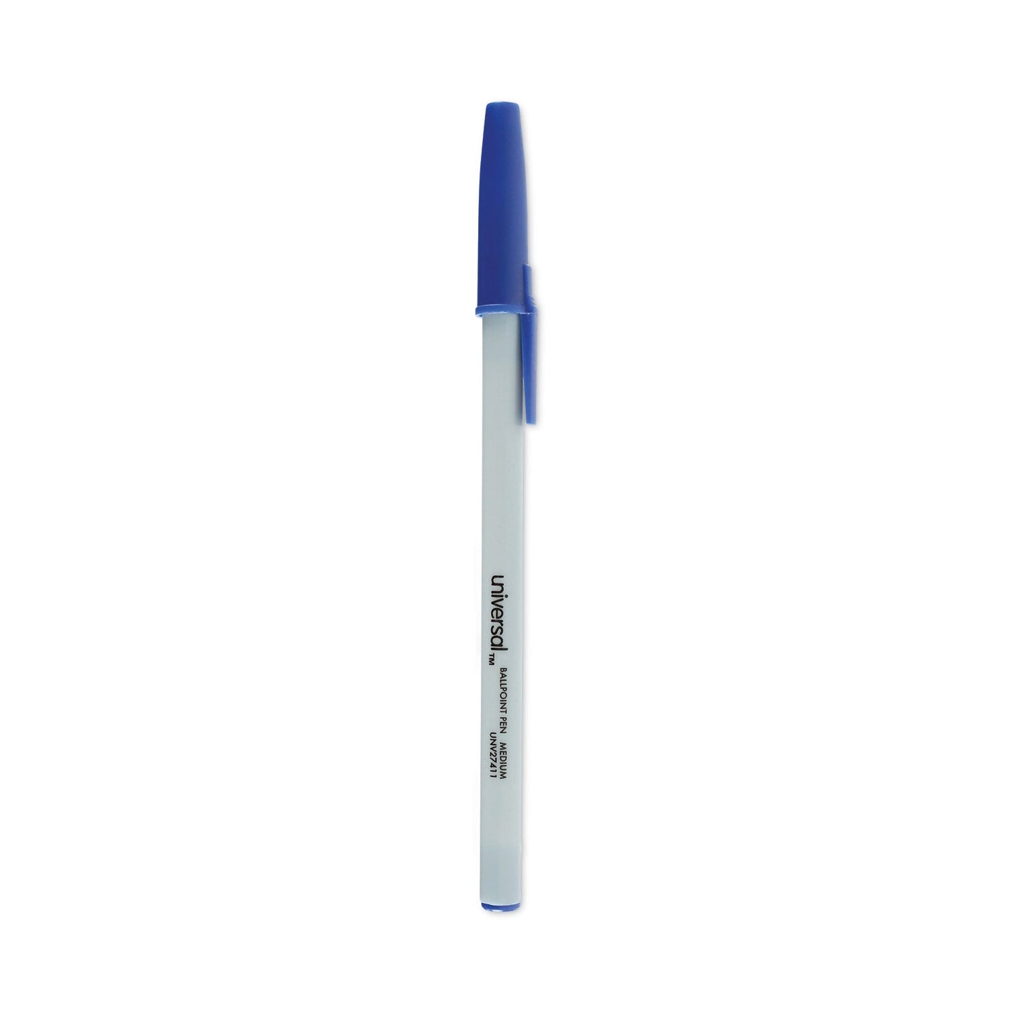 Universal Ballpoint Pen, Stick, Medium 1 mm, Blue Ink, Gray Barrel, Dozen