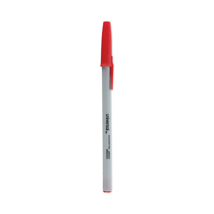 Universal Ballpoint Pen, Stick, Medium 1 mm, Red Ink, Gray Barrel, Dozen
