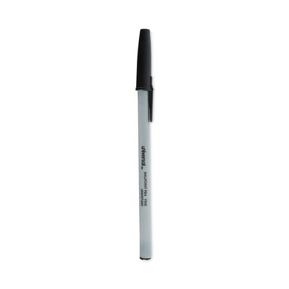 Universal Ballpoint Pen, Stick, Fine 0.7 mm, Black Ink, Gray Barrel, Dozen