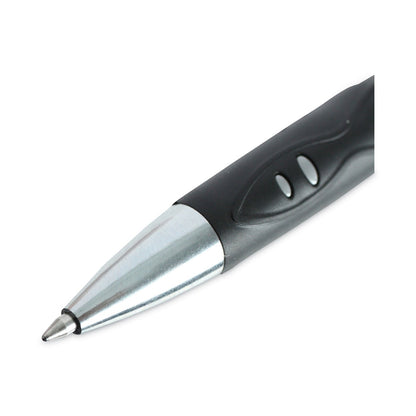 Universal Comfort Grip Gel Pen, Retractable, Medium 0.7 mm, Black Ink, Silver Barrel, Dozen