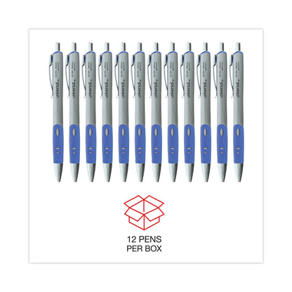 Universal Comfort Grip Gel Pen, Retractable, Medium 0.7 mm, Blue Ink, Silver Barrel, Dozen