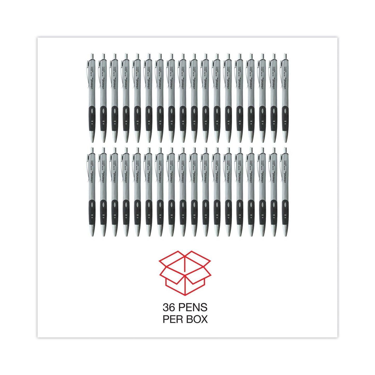Universal Comfort Grip Gel Pen, Retractable, Medium 0.7 mm, Black Ink, Silver Barrel, 36/Pack