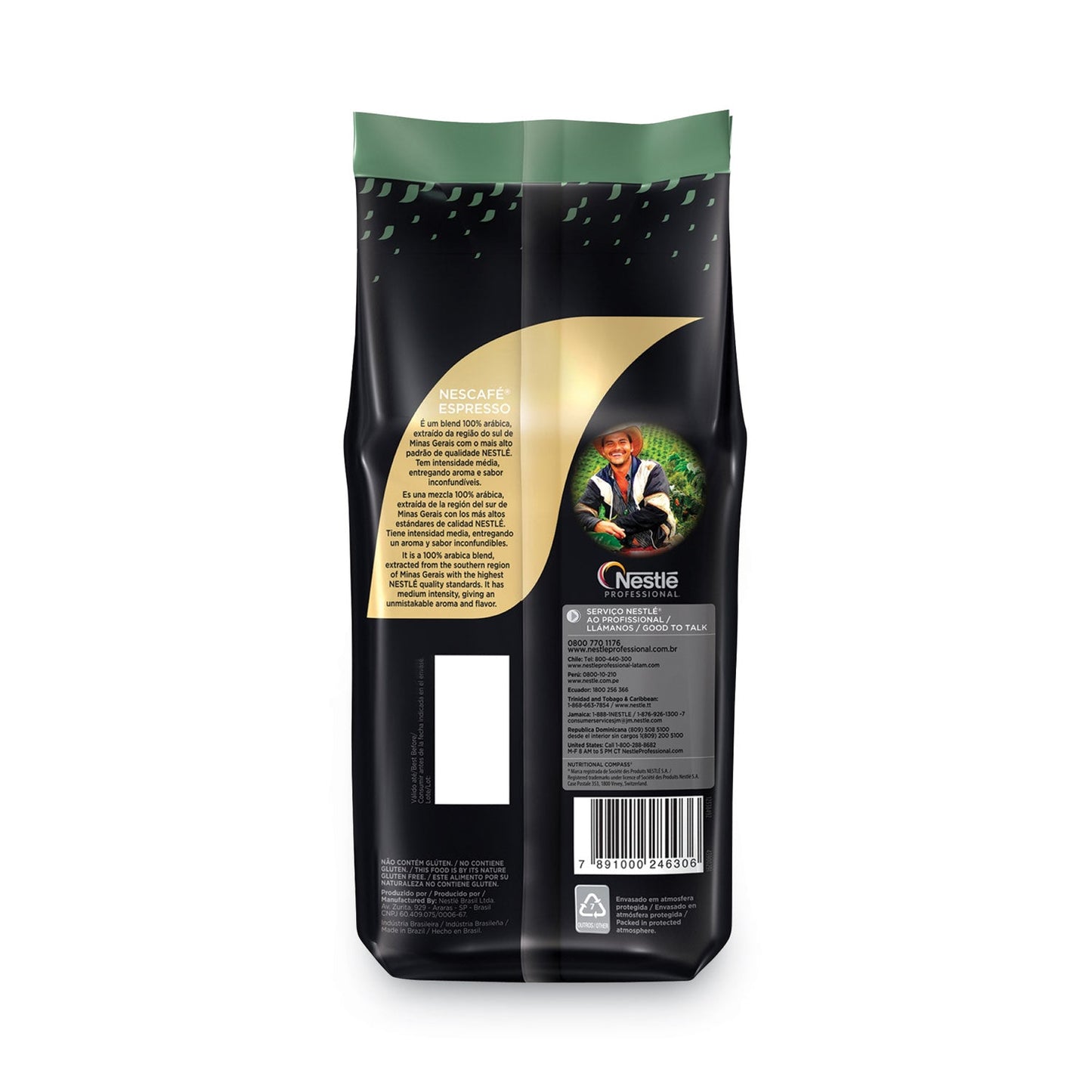 Nescafé Espresso Whole Bean Coffee, Arabica, 2.2 lb Bag, 6/Carton