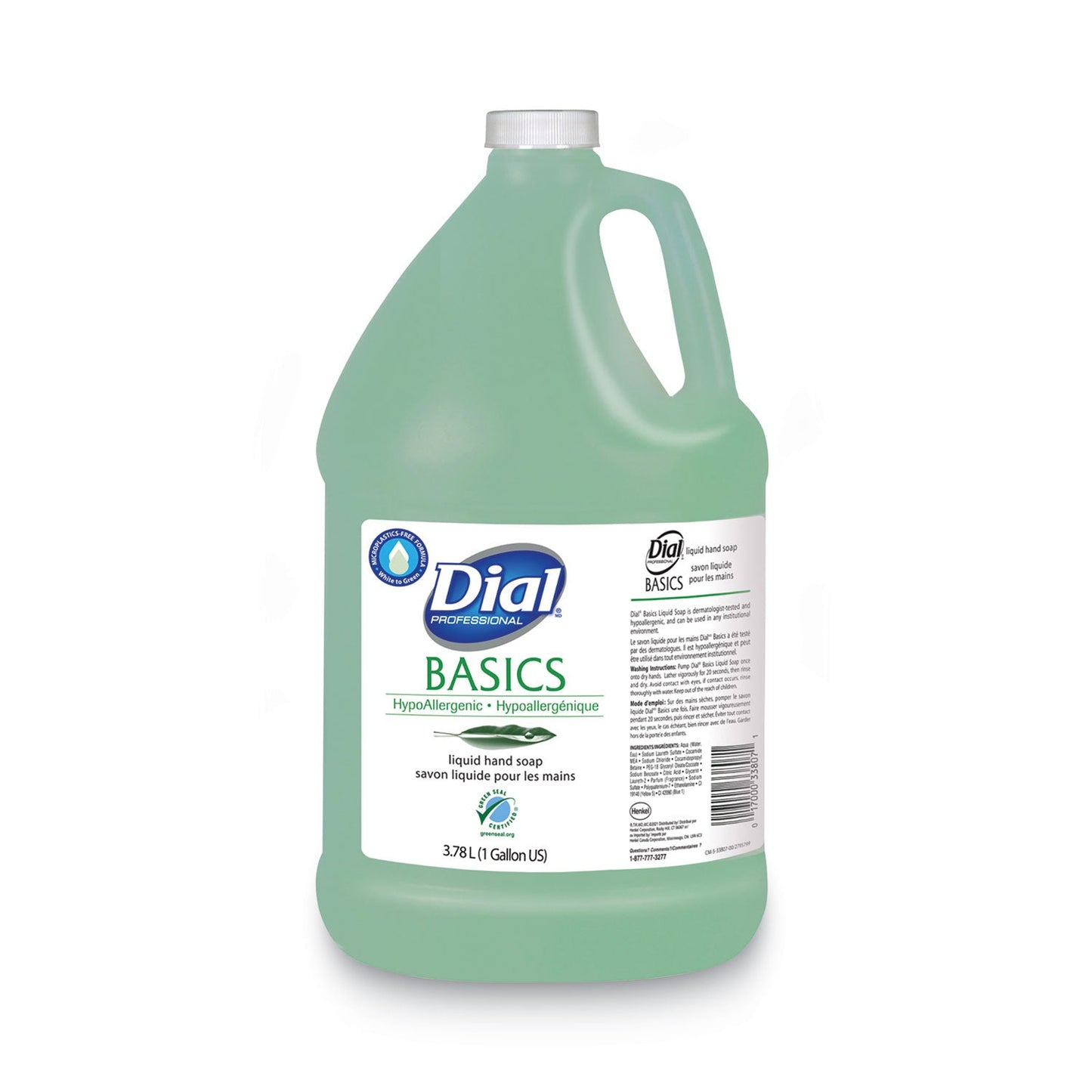 Dial Basics MP Free Liquid Hand Soap, Honeysuckle, 3.78 L Refill Bottle, 4/Carton