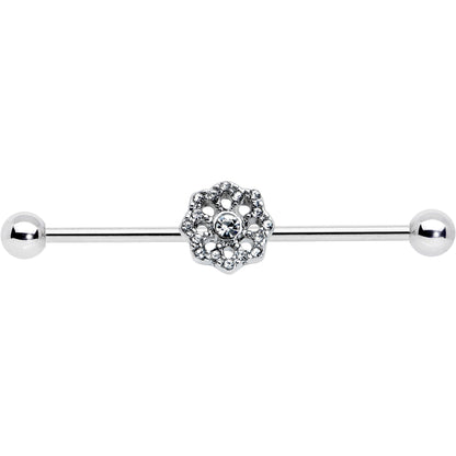 14G Clear Gem Baroque Fabulous Flower Industrial Barbell 38mm