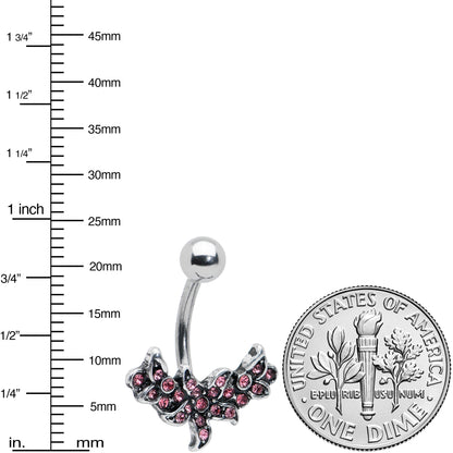 Pink Gem Flower Garland Belly Ring