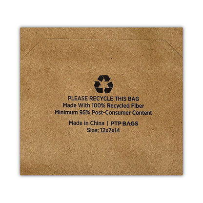 Prime Time Packaging Kraft Paper Bags, 1/7th BBL 12 x 7 x 14, Natural, 300/Bundle