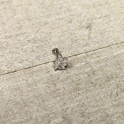 16G 1/4 Clear CZ Gem Leafy Branch Threadless Labret Tragus