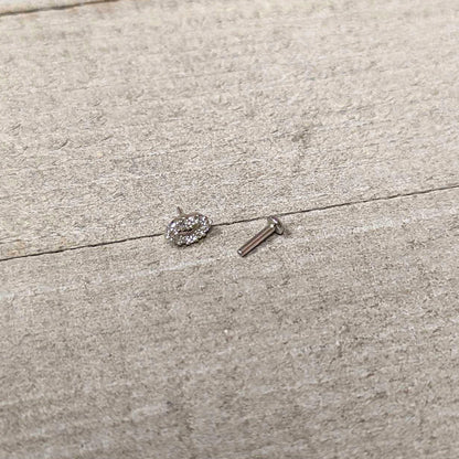 16G 1/4 Clear CZ Gem Kissy Lips Threadless Labret Tragus
