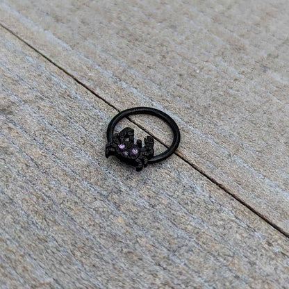 16G 3/8 Purple Gem Black Chic Crab Hinged Segment Ring