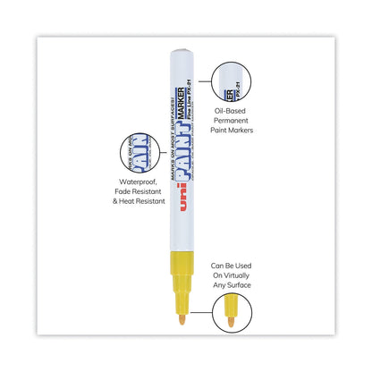 uni Permanent Marker, Fine Bullet Tip, Yellow