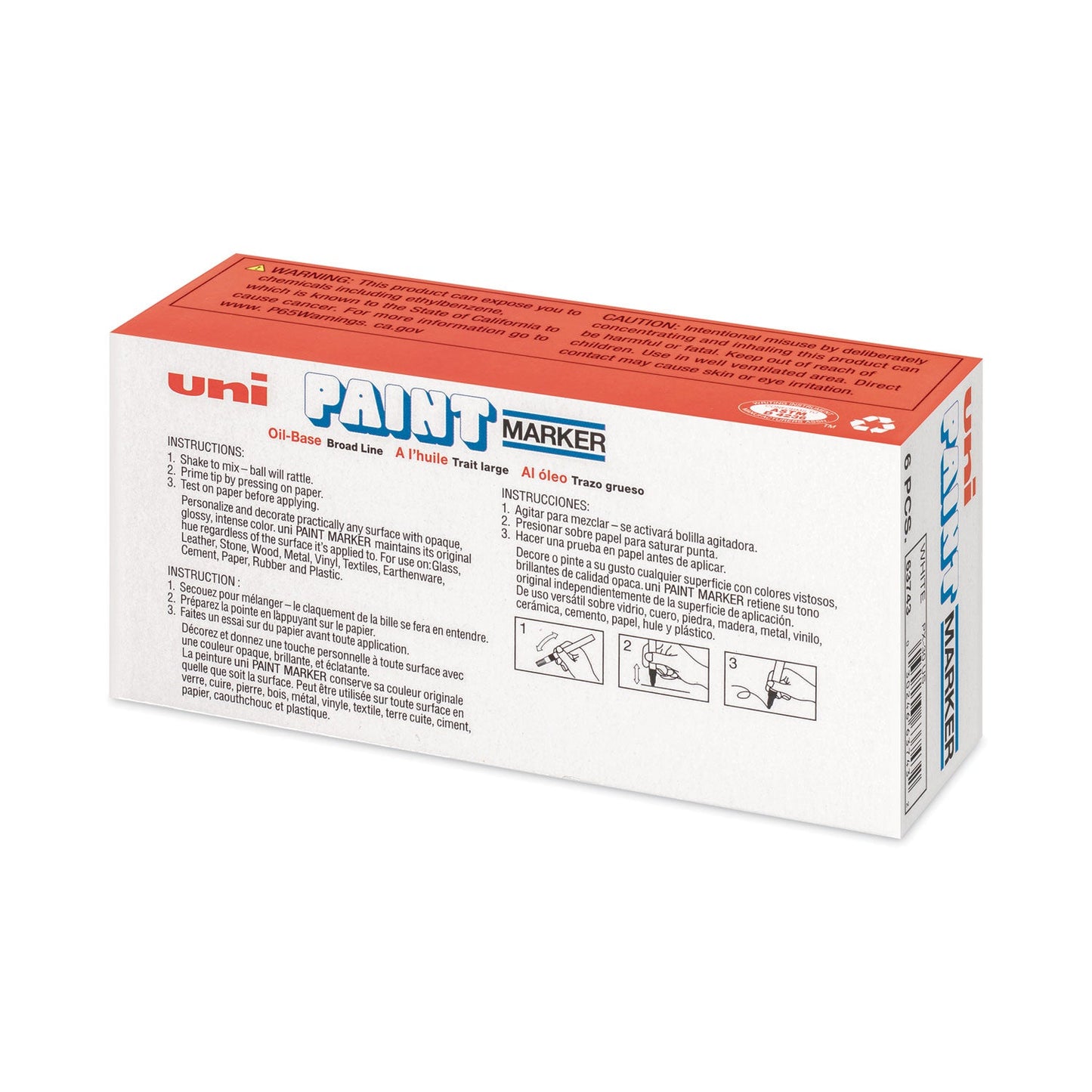 uni Permanent Marker, Broad Chisel Tip, White