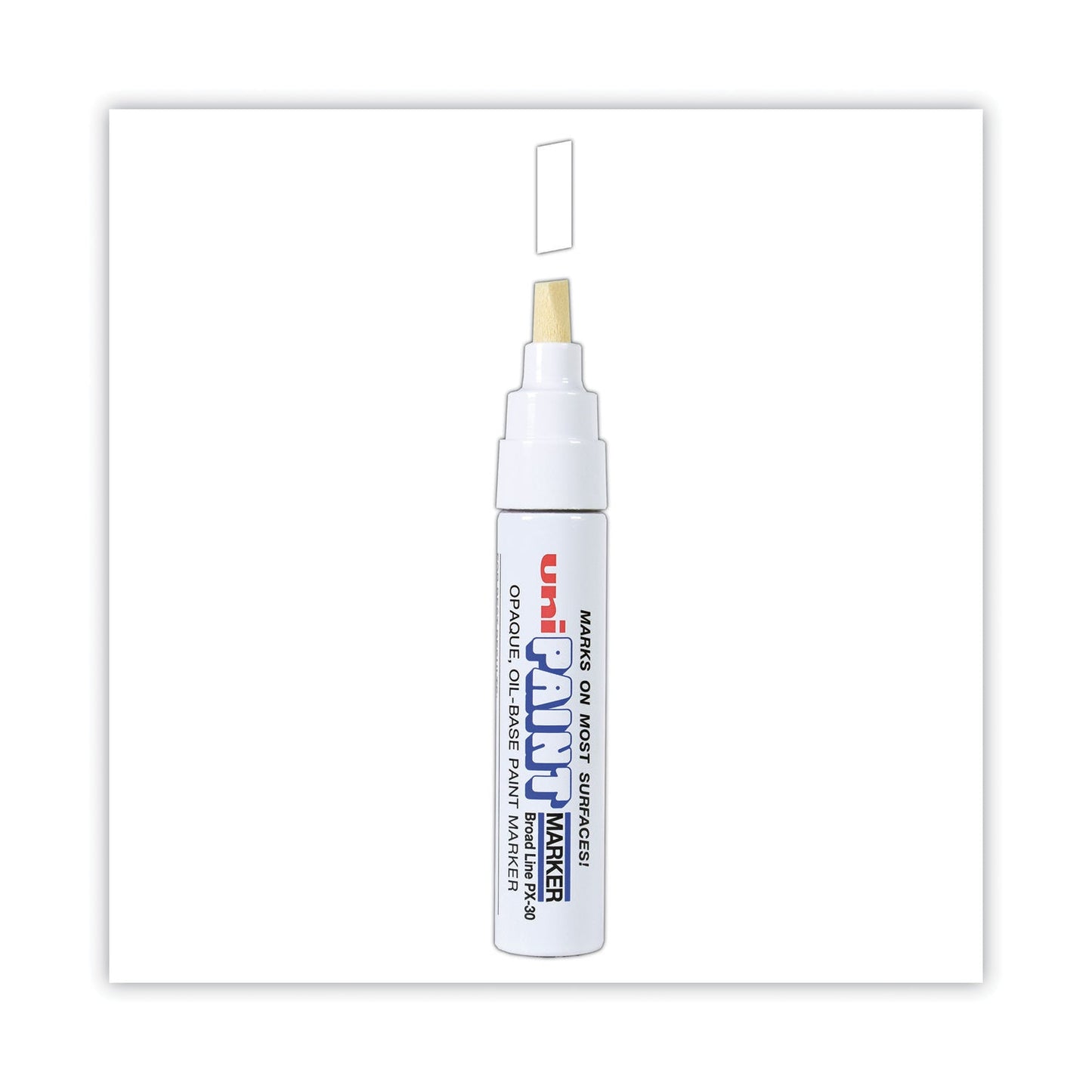 uni Permanent Marker, Broad Chisel Tip, White