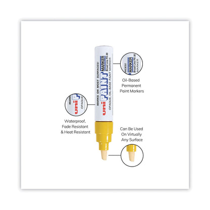 uni Permanent Marker, Broad Chisel Tip, Yellow