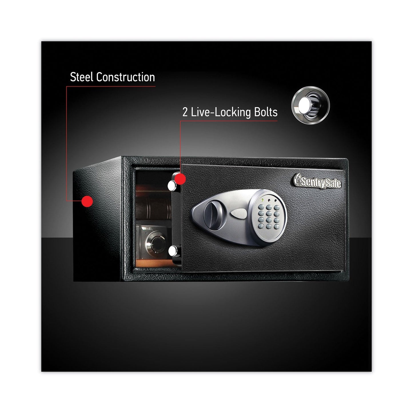 Sentry Electronic Lock Security Safe, 1 cu ft, 16.94w x 14.56d x 8.88h, Black