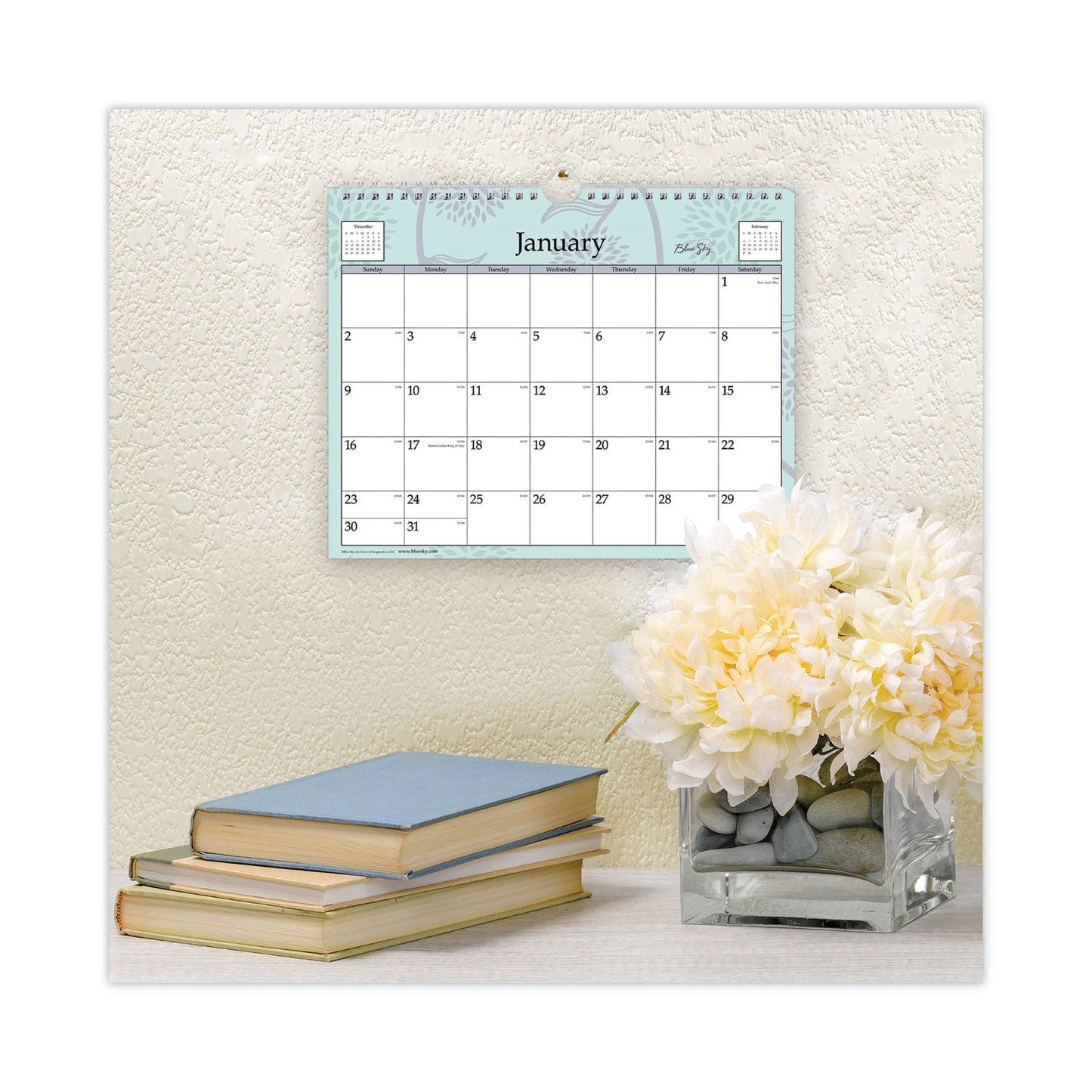 Blue Sky Rue Du Flore Wall Calendar, Rue du Flore Artwork, 11 x 8.75, White/Jade/Lavender Sheets, 12-Month (Jan to Dec): 2023