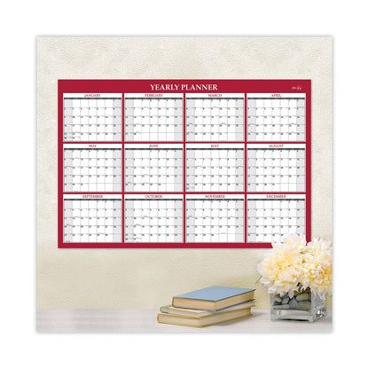 Blue Sky Classic Red Laminated Erasable Wall Calendar, Classic Red Artwork, 48 x 32, White/Red/Gray Sheets, 12-Month (Jan-Dec): 2023