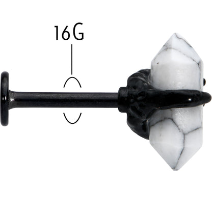 16G 5/16 White Howlite Black Claw Obelisk Labret Monroe Tragus