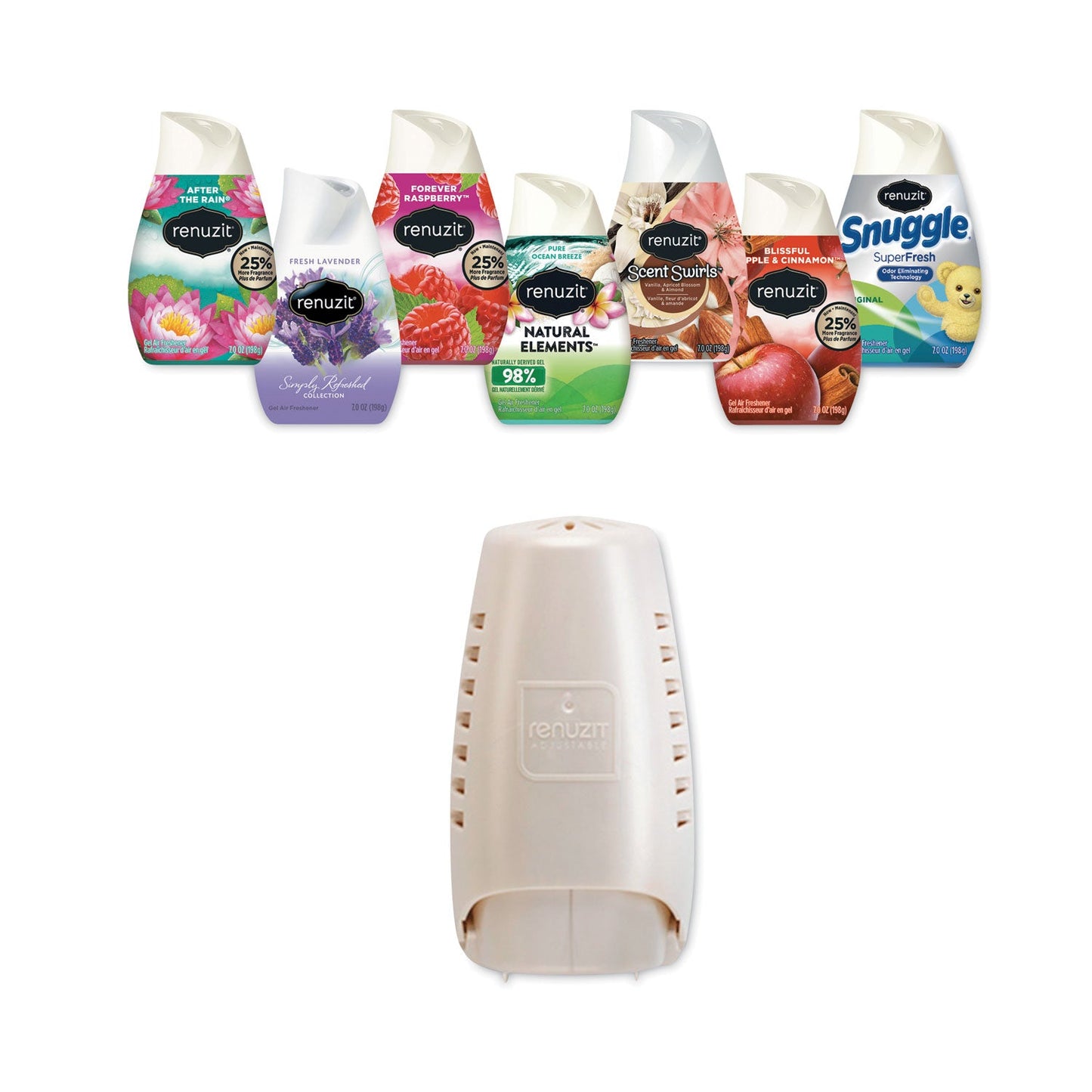 Renuzit Wall Mount Air Freshener Dispenser, 3.75" x 3.25" x 7.25", Pearl, 6/Carton
